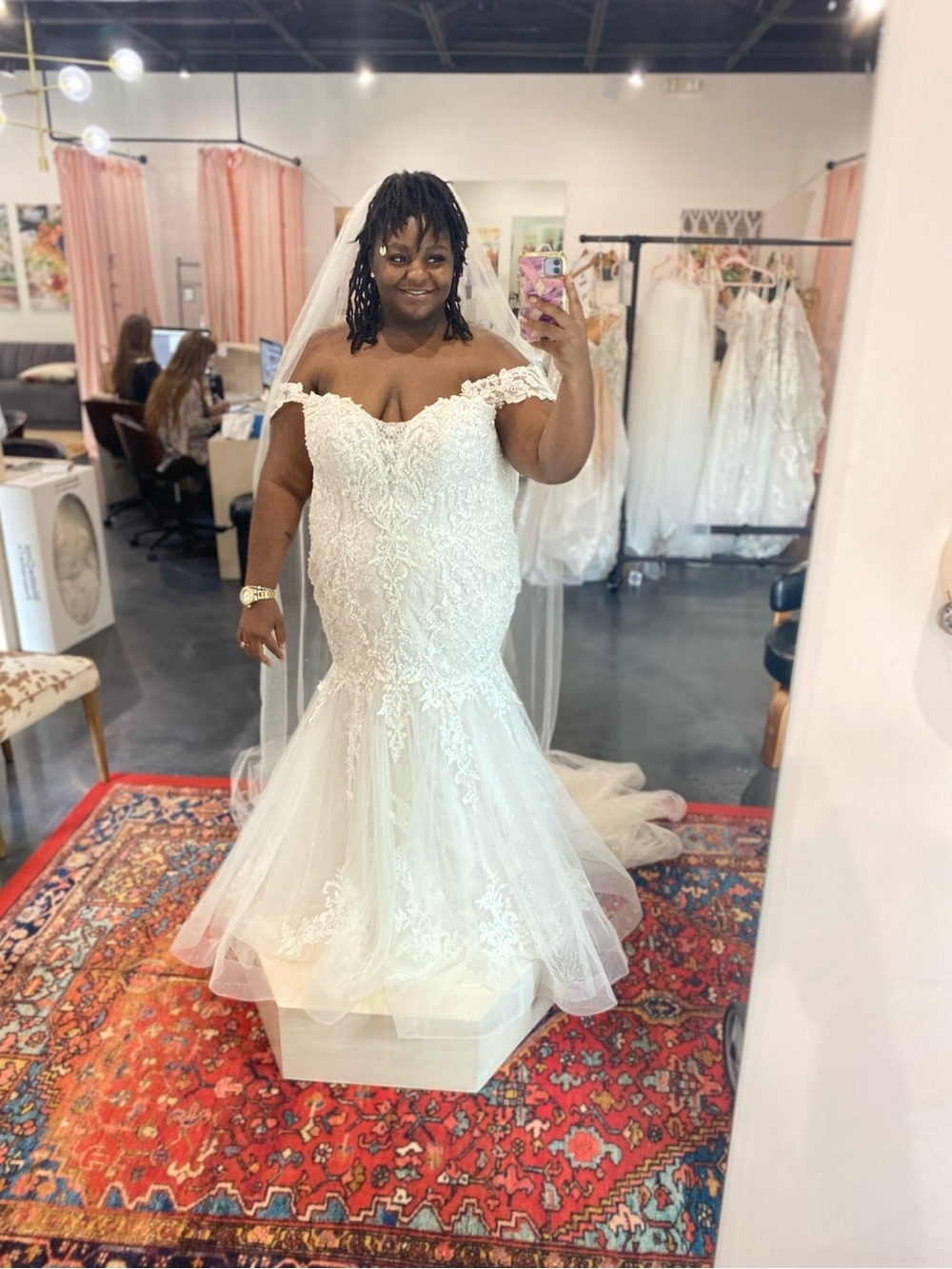 Maggie Sottero Off-Shoulder Lace Mermaid Wedding Dress in Ivory